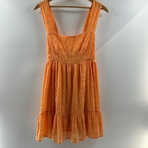 Forever 21 Orange Babydoll Dress with Back Tie – Size Medium